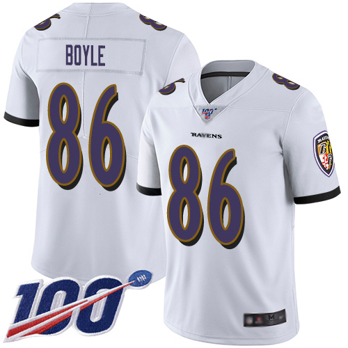Baltimore Ravens Limited White Men Nick Boyle Road Jersey NFL Football #86 100th Season Vapor Untouchable